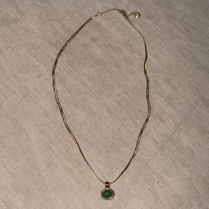 Gold Necklace with Green Emerald Pendant